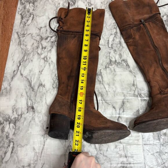 Freebird BLAIN over the knee boots block heel leather brown western size 9 boho - Picture 8 of 8